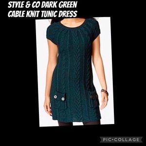 🍁Deep green cozy cable knit tunic, Style&Co, large👢